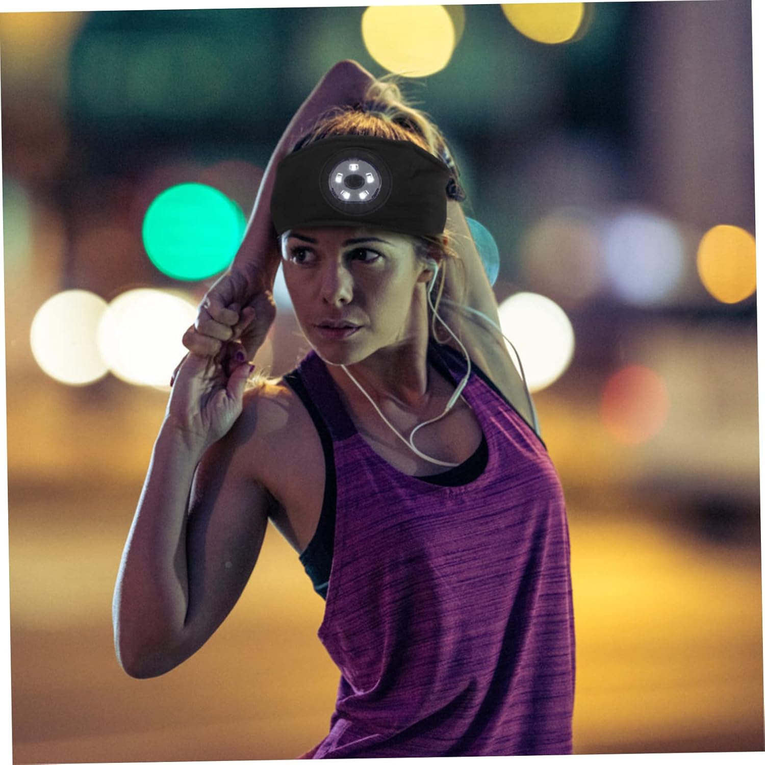 DOITOOL Sets Elastic Workout Headwrap for Sportsmen Led Headlamp Headband Rechargeable for Running Hiking Camping Pcs