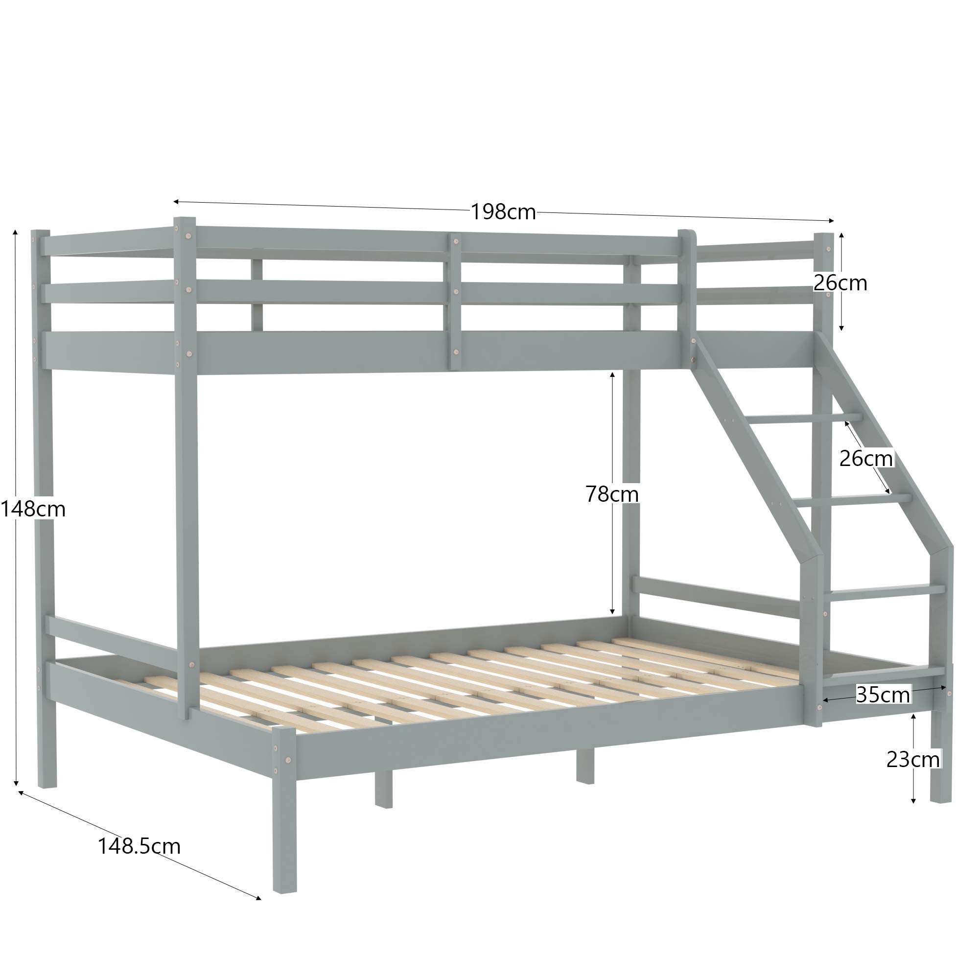 Vida Designs Sydney Triple Bunk Bed, Three Sleeper, Solid Pine Wood