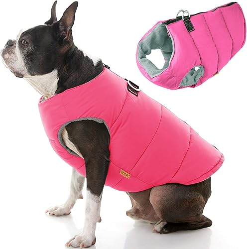 Gooby Chaleco acolchado para perros pequeños para clima frío con cierre para cuidado del pelo, color azul, talla XS, L, Rosa (Pink Solid)