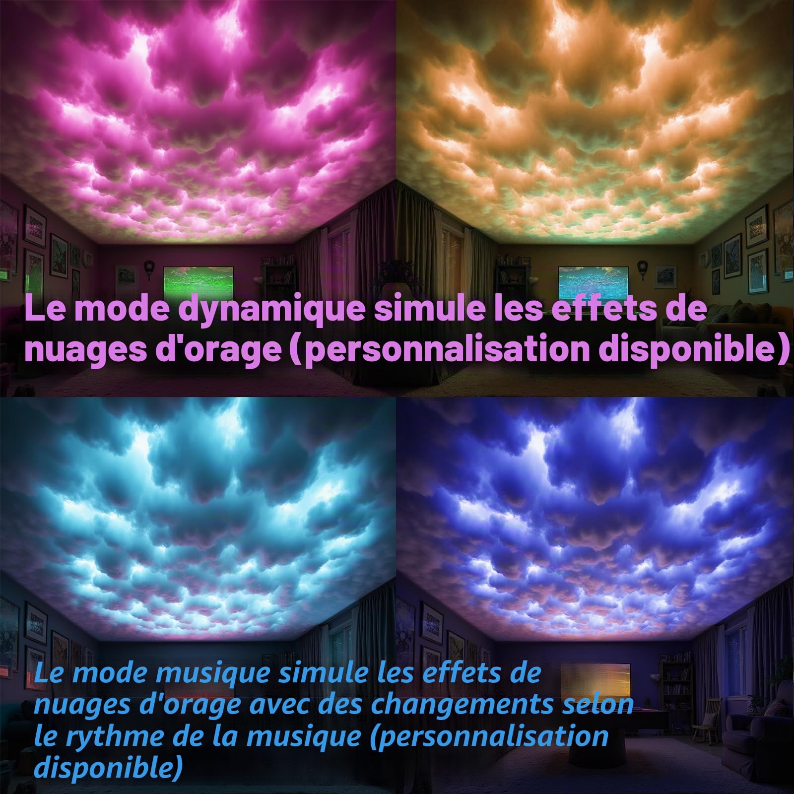 Couverture nuageuse LED en coton RGB IC 3D 5m avec application et télécommande