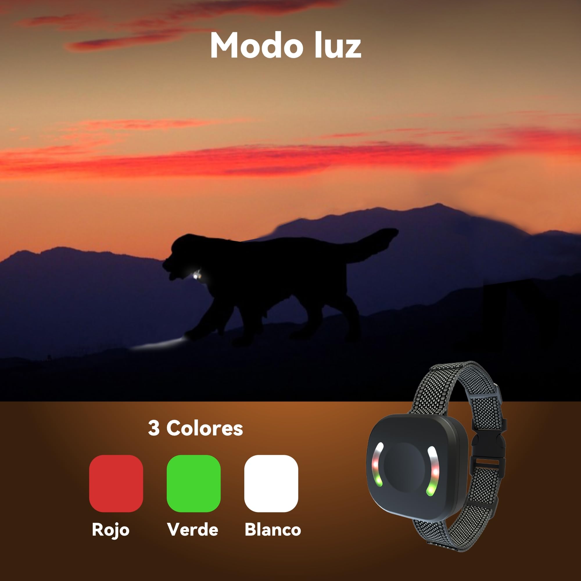 Collar de Adiestramiento para Perros,Collar Recargable con Rango de Control Manual 2000 Metros,4 Modos de Adiestramiento Efectivos Luz LED/Sonido/Vibración/Fuerte Vibración,Resistente al Agua IP67