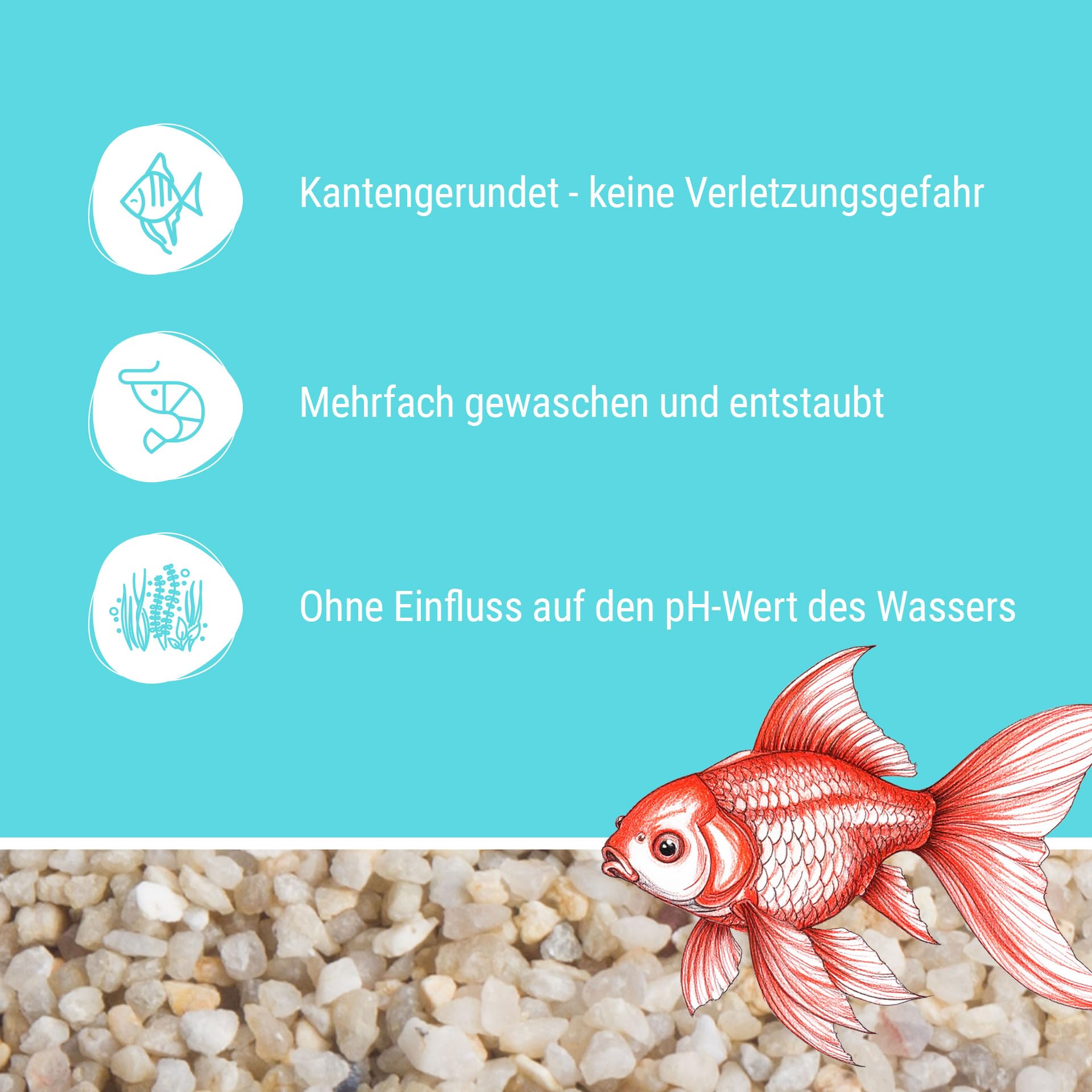 Schicker Mineral Aquariumkies beige 10 kg, grober Aquariumsand gewaschen, ungefärbt, kantengerundeter Bodengrund, Kies für Süßwasseraquarien, Meerwasseraquarien, Aquascaping (ØKörnung: 2,0-3,15 mm)