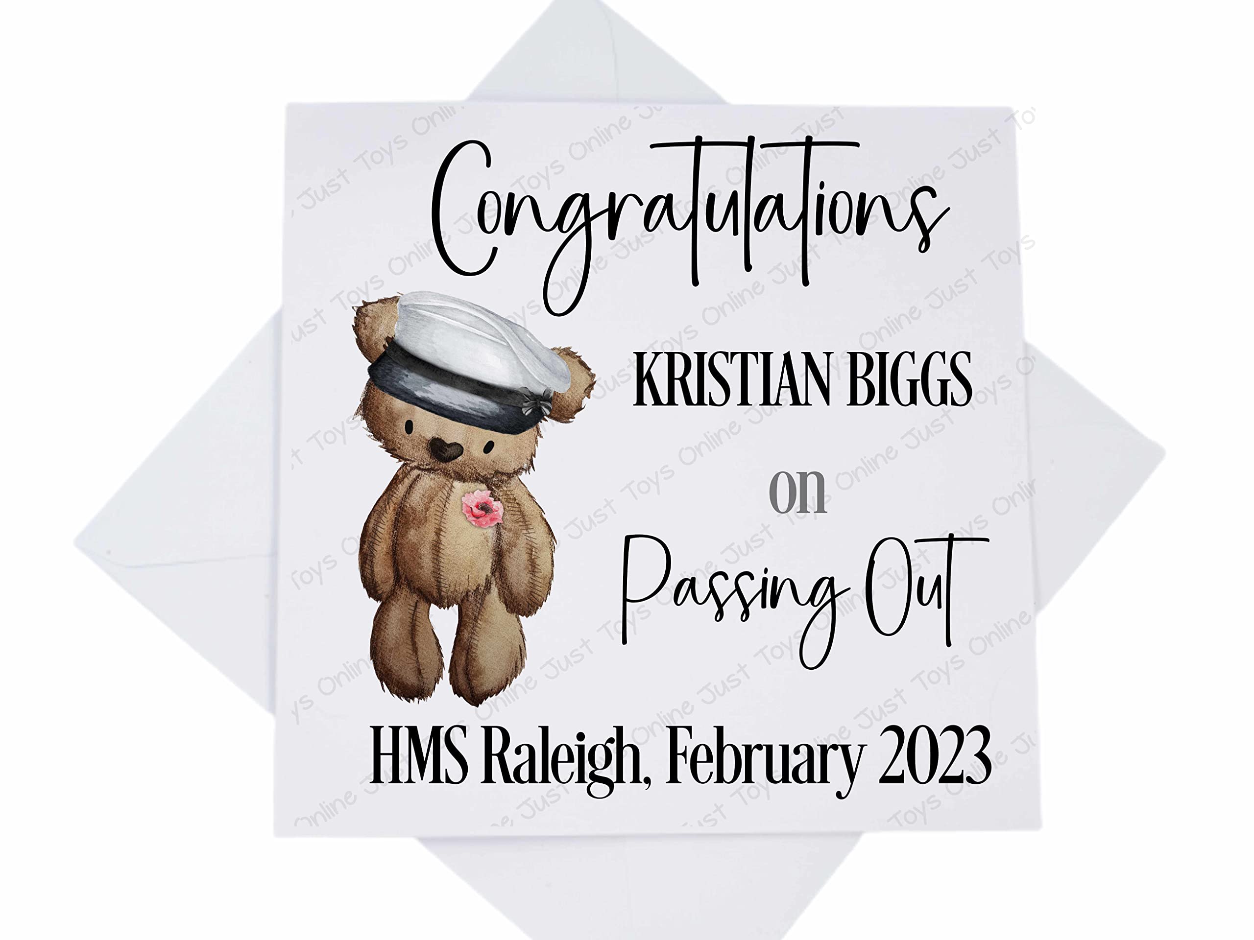 Personalised Custom Passing Out Card, Son Daughter Grandson Granddaughter Congratulations Card, Sailor Bear Royal Navy