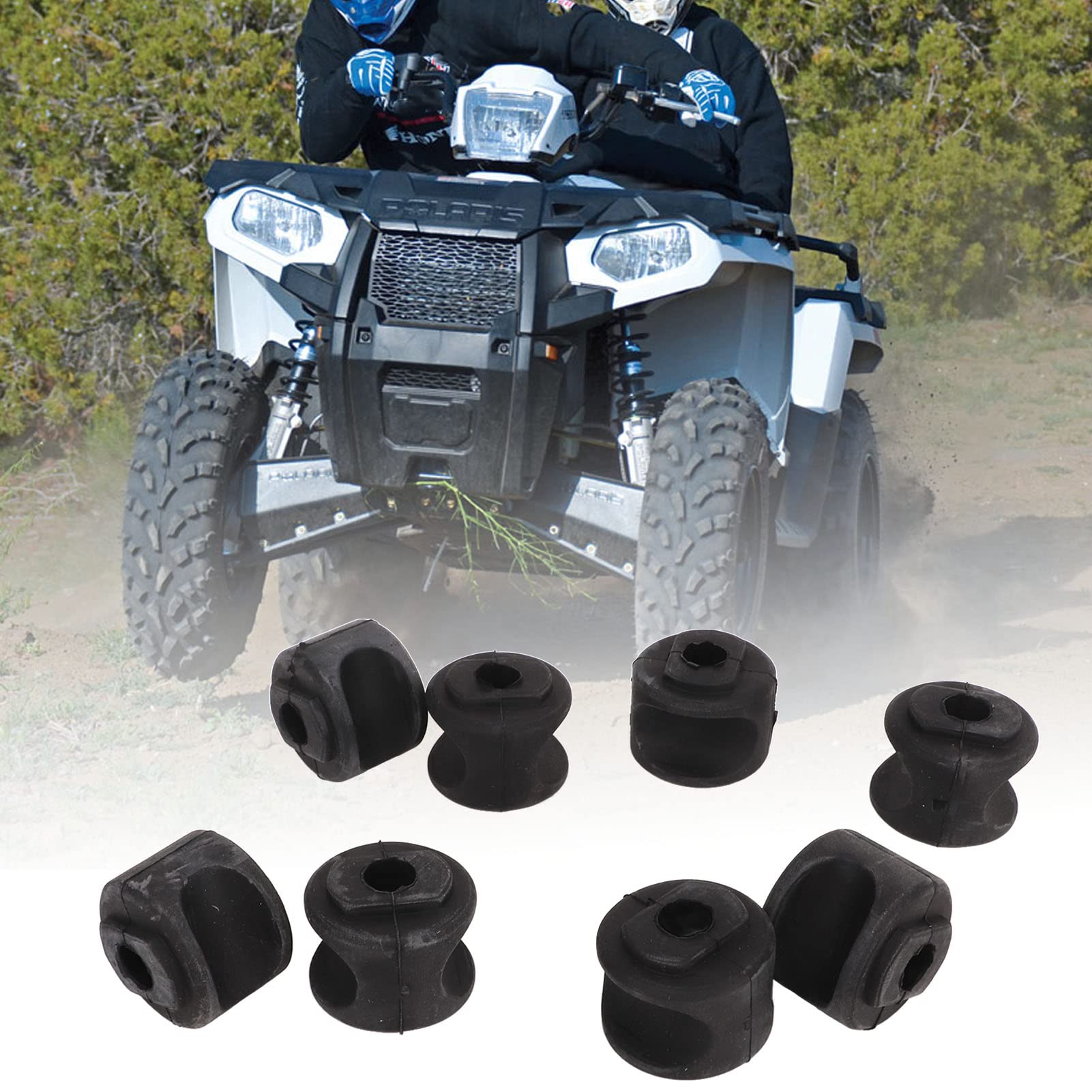 8 Ricambio in gomma per boccole supporto stabilizzatore posteriore per Polaris Sportsman 335 400 450 500 570 600 700