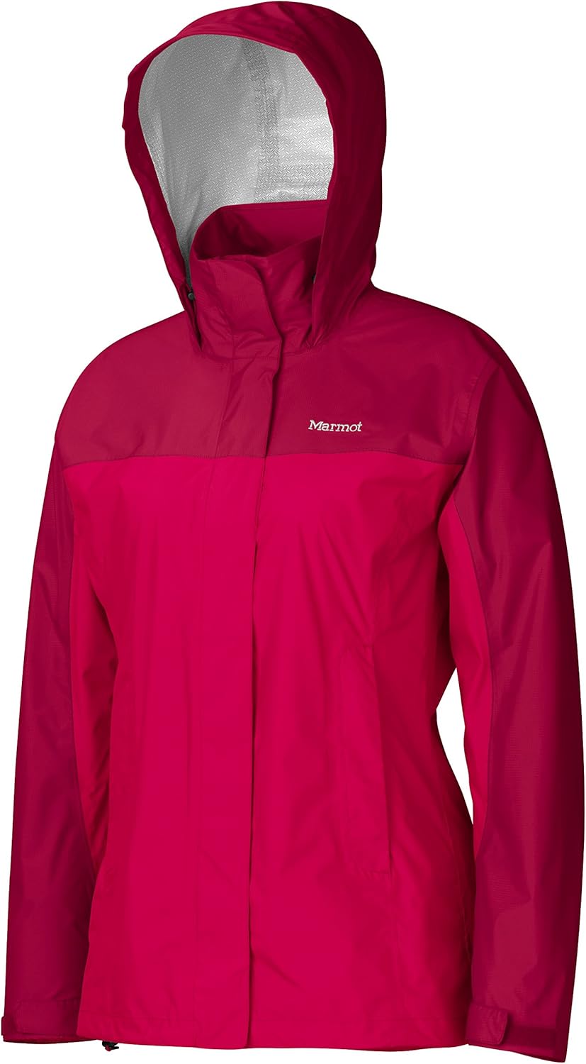 Marmot Women's PreCip Lightweight Waterproof Rain Jacket, Raspberry/Dark Raspberry, Large