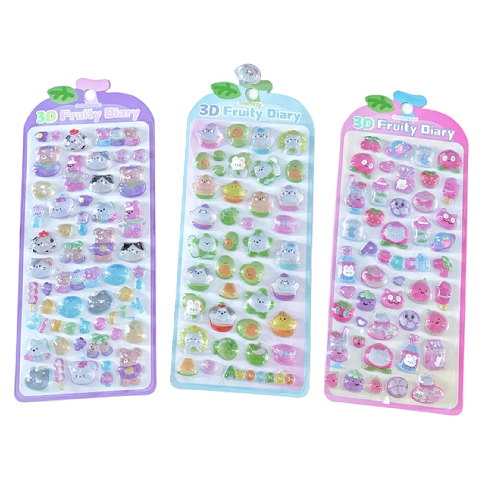 Cartoon Fruit Sticker Embossed Decorative Sticker for Kids Art Craft Scrapbooking Notebook Journal Laptop Phone Case Decoration
