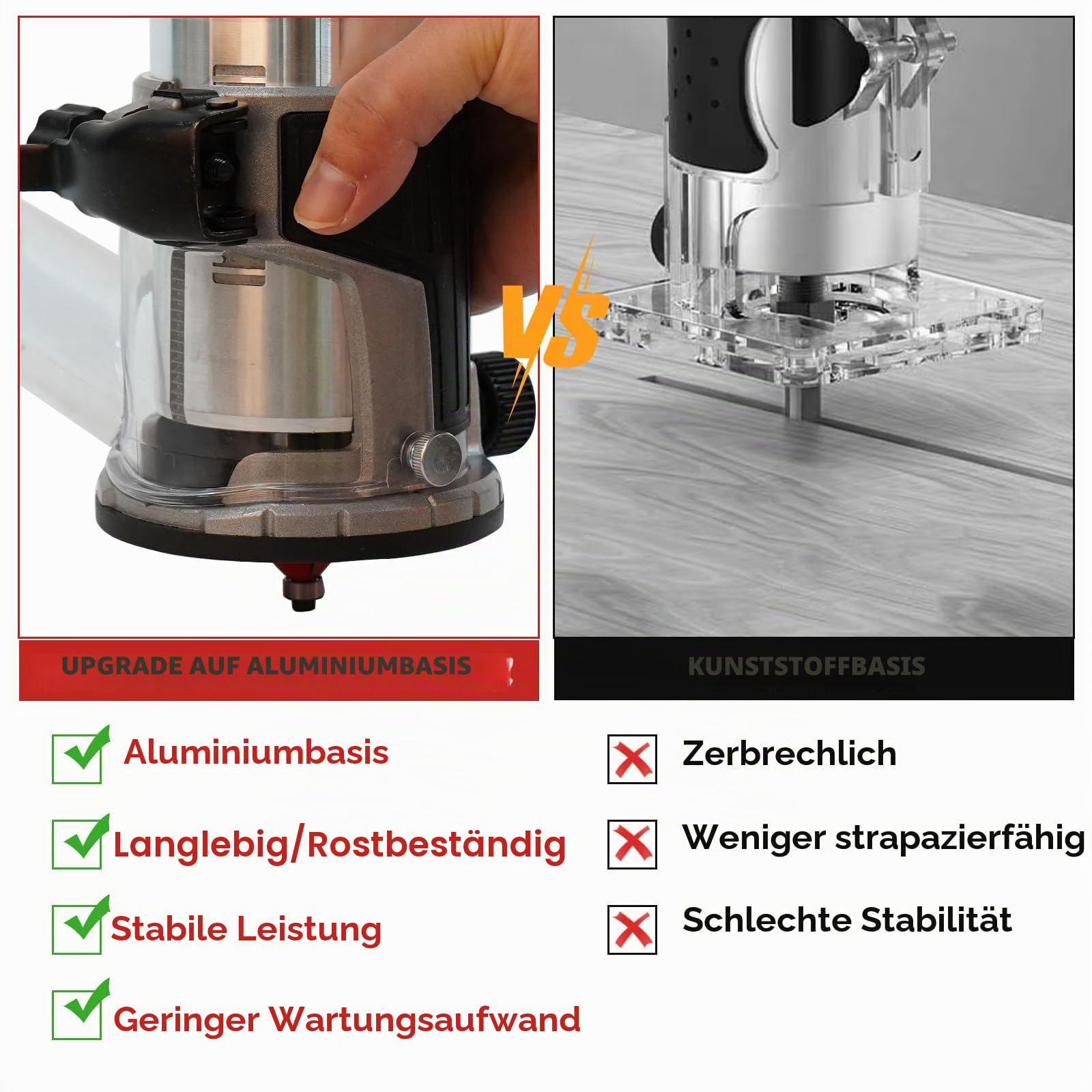 Akku Oberfräse kompatibel mit Milwaukee M18 18V Akku, 30000U/min Bürstenloser Oberfräse Trimmer Akku-Holzfräser mit 6 Geschwindigkeiten, 800W Akku-Kantenfräse Einhandfräse mit 15 Stück 1/4" Fräsern