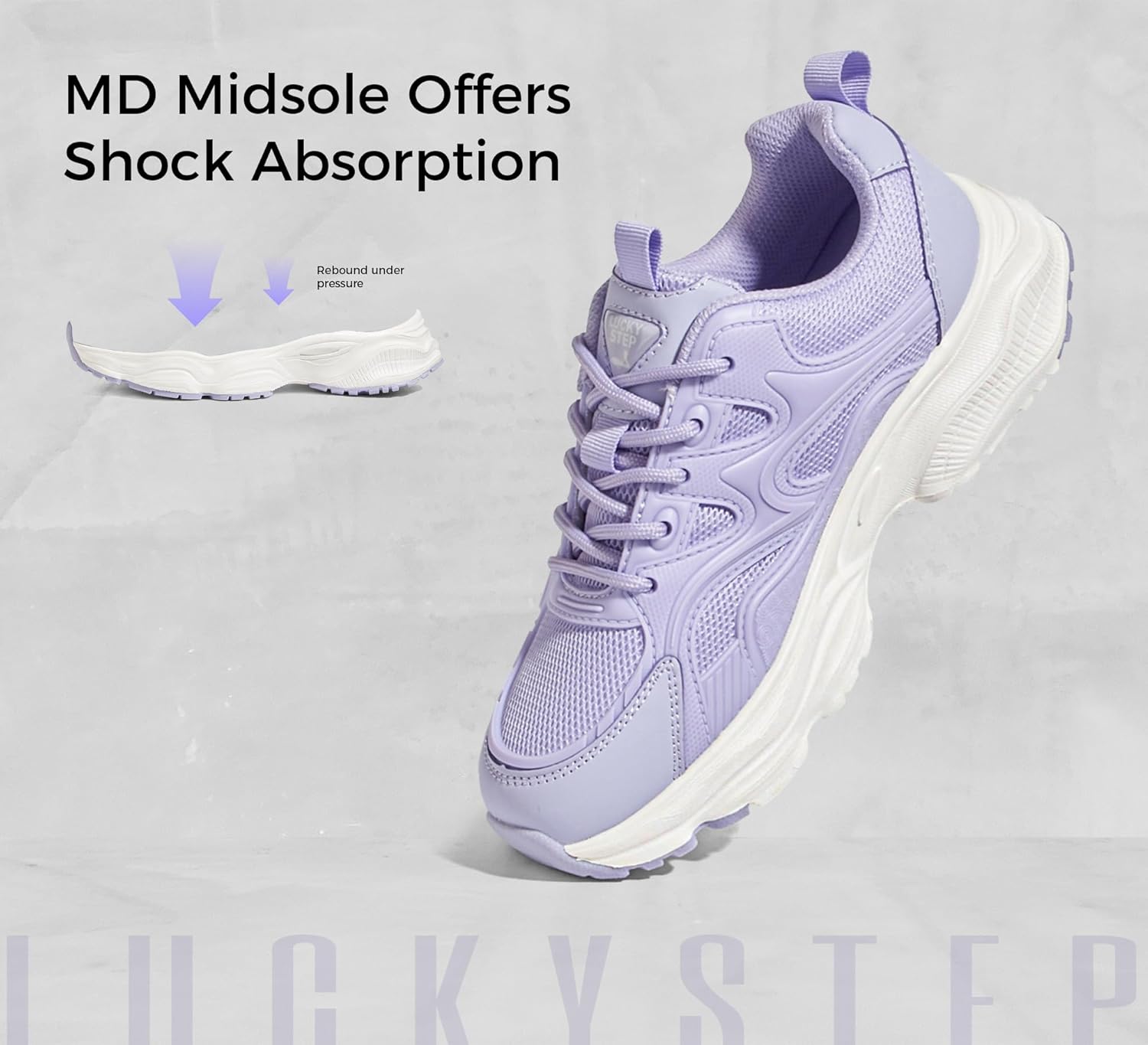 LUCKY STEP Women’s Chunky Sneakers Platform Walking Shoes Comfortable Breathable Mesh Lightweight Non Slip Casual White Sneakers Fashion Dad Shoes