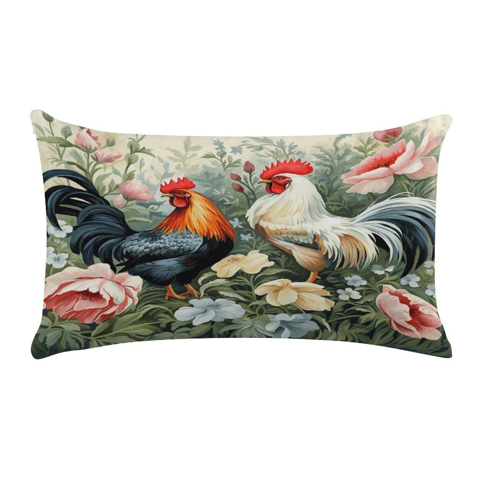 VstaDank Rooster Throw Pillow Cover Rectangular Lumbar Throw Pillow Case Soft Farmhouse Accent Decorative Cushion Cases Short Plush Pillowcase with Zipper 12 X 20 Inch