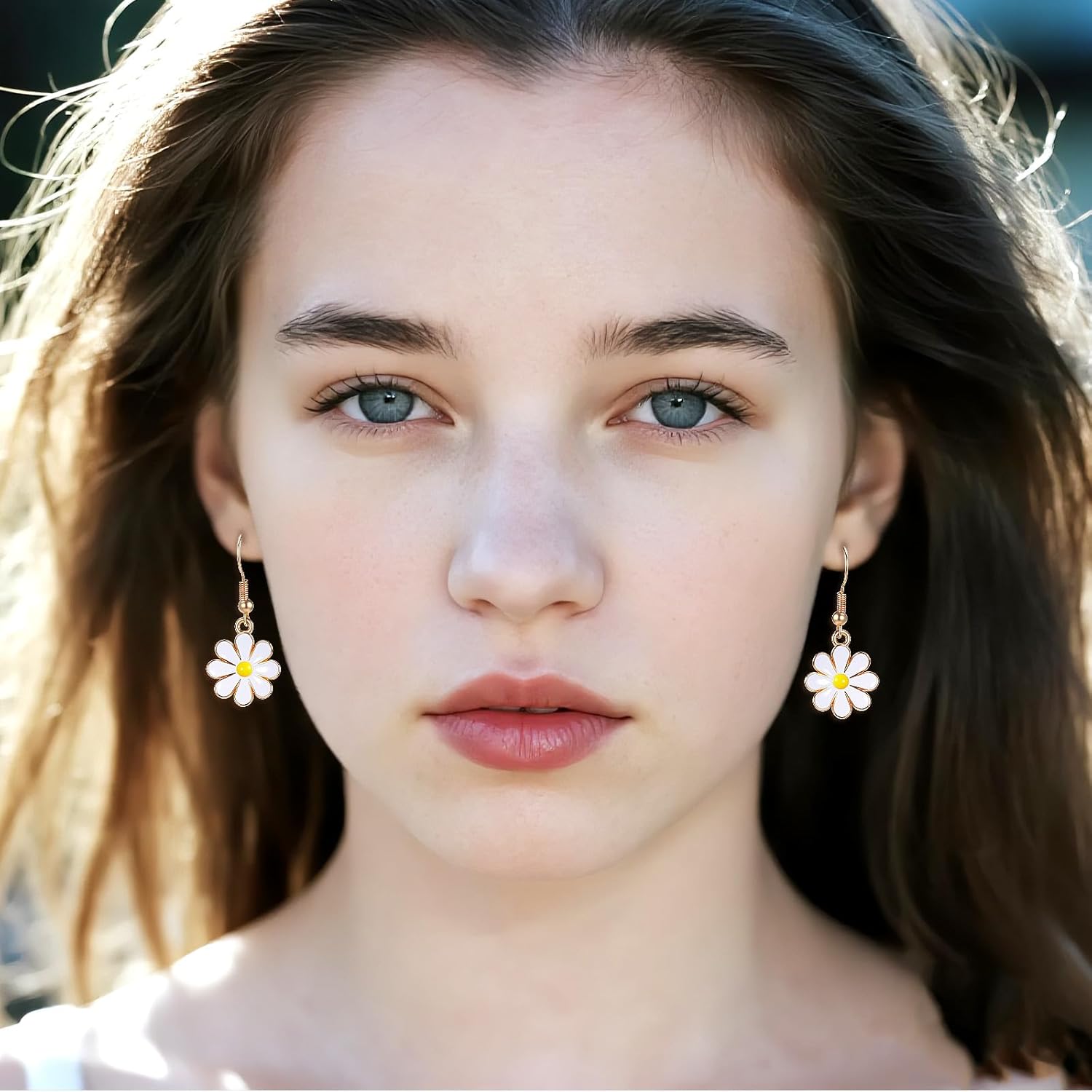 Women's Cute Daisy Flower Earrings, Sunflower Dangle Earrings Bohemian Gold Minimal Earring Daisy Flower Hook Earring Statement Jewelry Gift for Women Christmas Sweet Eardrop - Image 4