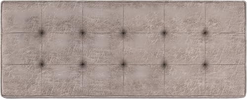 Miniatura 5 de SIMPLIHOME Cosmopolitan - Banco otomano rectangular de transición de 44 pulgadas de ancho con parte inferior abierta en piel sintética vegana gris