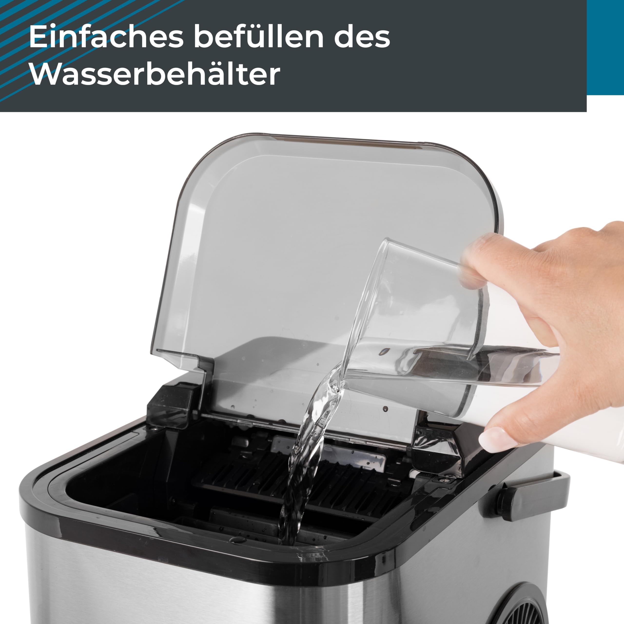 Eiswürfelmaschine Selbstreinigend, Eiswürfelbereiter mit 1Liter Wassertank | Eiswürfelbereiter Selbstreinigend klein 1 Liter, Edelstahl Eiswürfel-Maker schwarz Party-Eiswürfel-Maschine für Cocktails