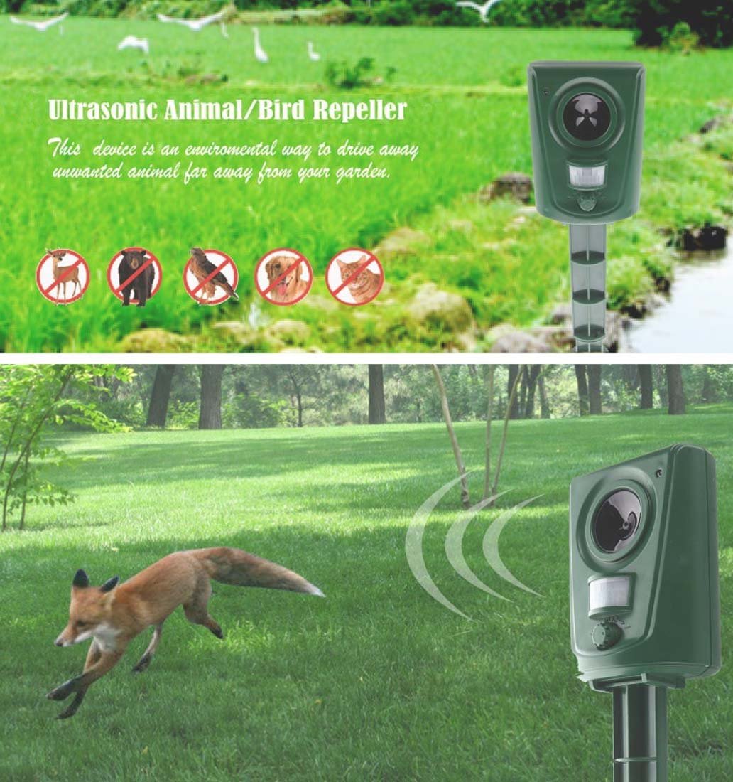 2X Répulsif Chat Ultrason, Ultrason Chat Exterieur, Repulsif Chien, Prévenir Les Chiens et Les Chats, Les Oiseaux, pour Jardins, Champs, Pépinières