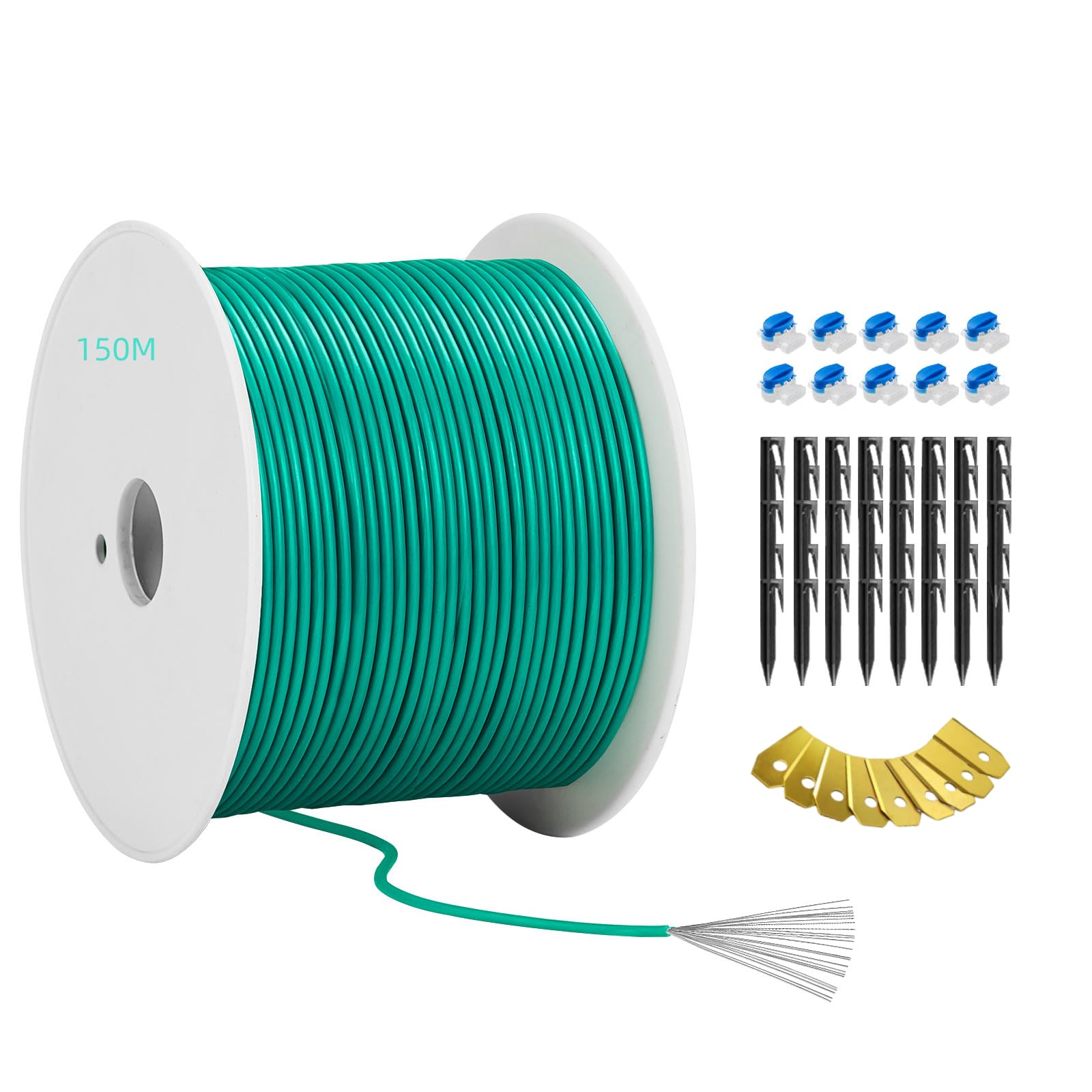 Headley Tools150m Universal Lawnmower Boundary Wire Contains 50x Lawn Pegs+10x Wire Connectors+9X Titanium Blades Robotic Lawnmower Wire Compatible with Gardena/Husqvarna/Worx