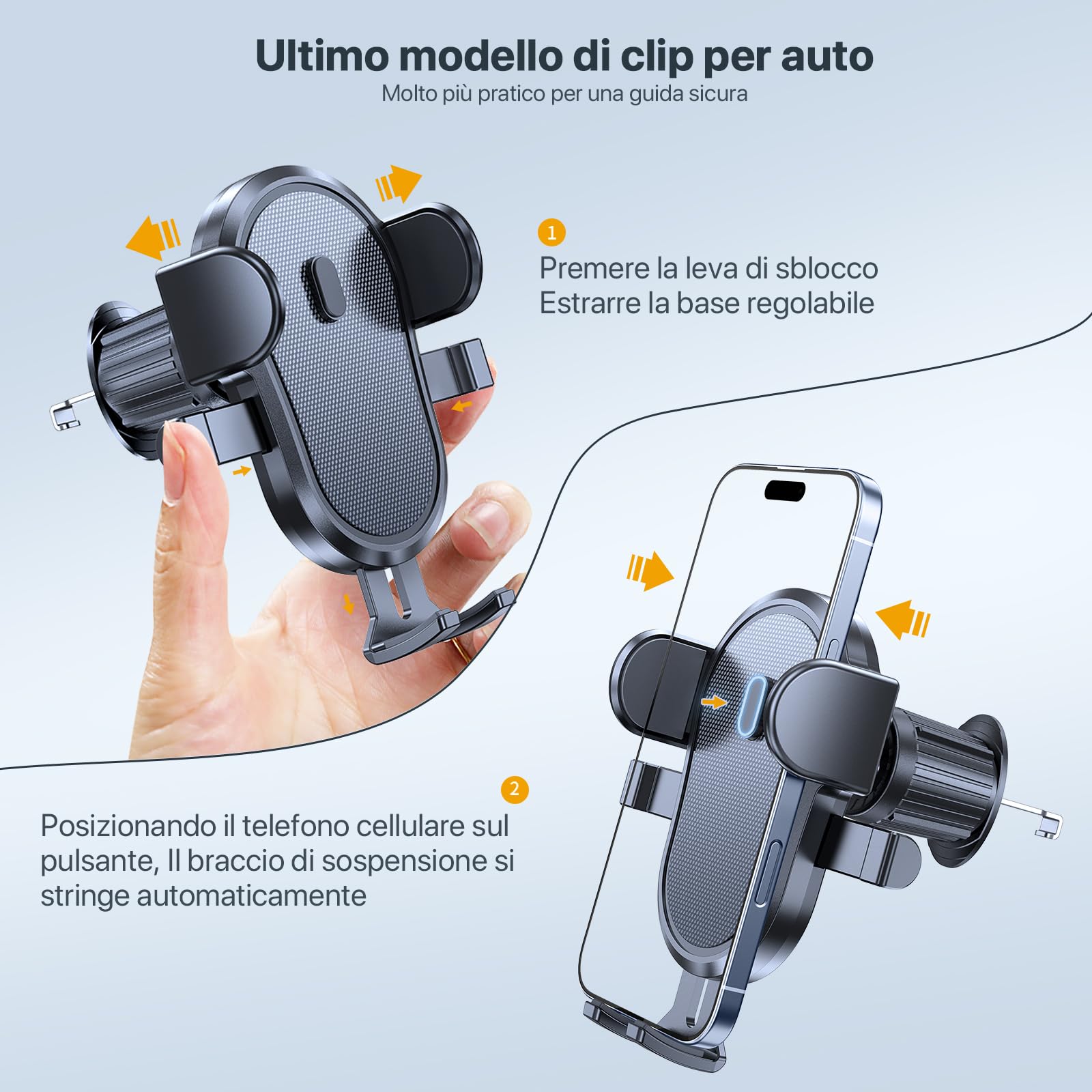 Miracase Porta Cellulare Auto [Fissaggio con Un Solo Tocco] Supporto Telefono Auto Utilizzabile con Una Sola Mano Porta Telefono Auto Compatibile con Tutti Gli Cellulari