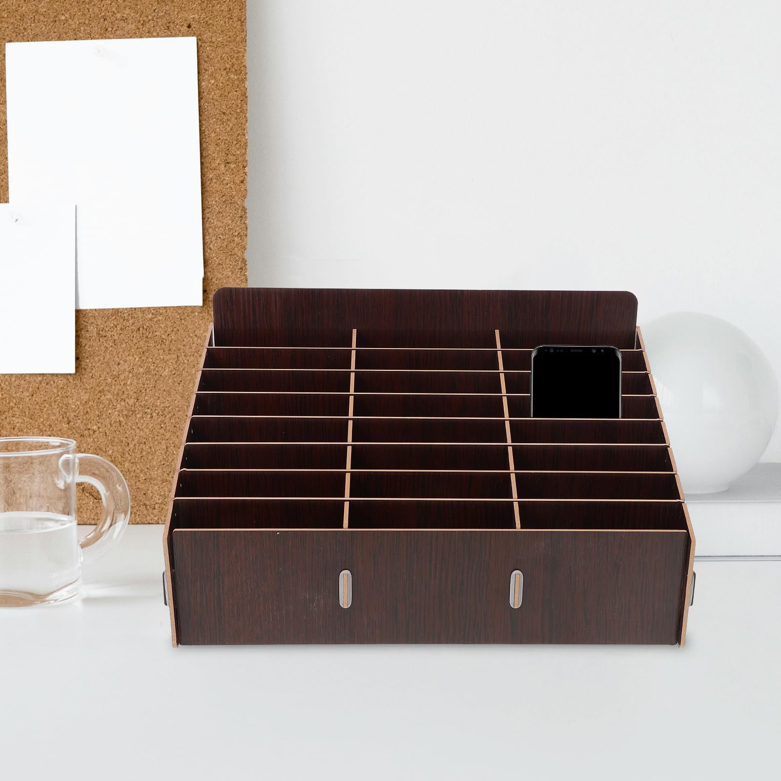 Toyvian Scatola Portaoggetti Scomparti Multipli in Legno Organizer Versatile per Cellulare e Piccoli Oggetti per Scrivania e Spazio Ufficio