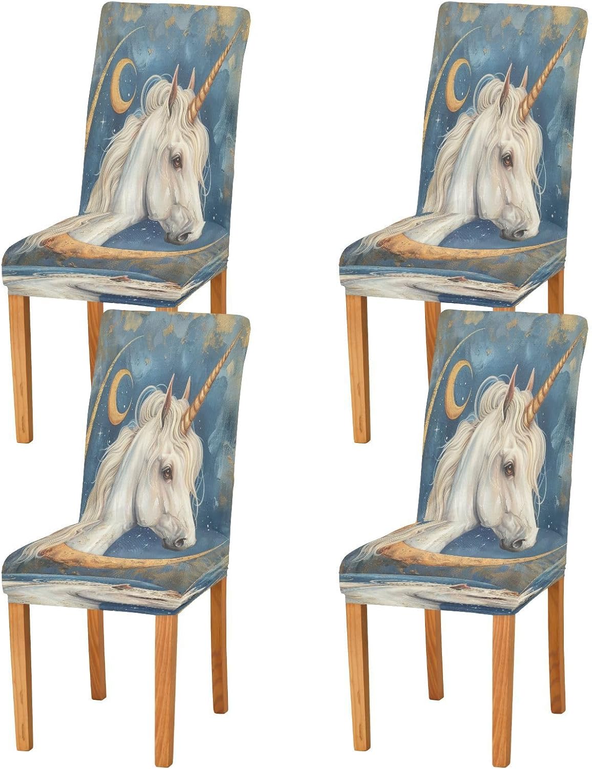 ALAZA Stretch Chair Cover Slipcover, Beauty White Unicorn Moon Super Soft Slipcover Machine Washable for Living Room, Wedding, Banquet