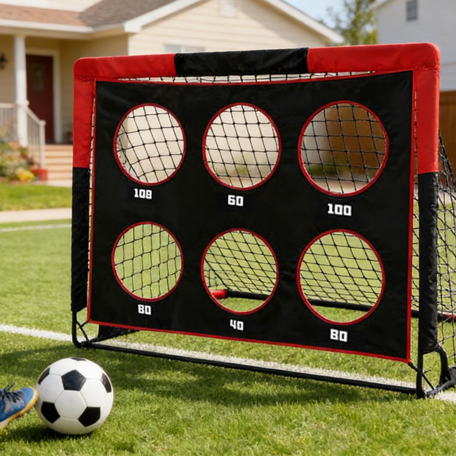Porta Da Calcio Set Bersaglio Palla Design Pop | 1.2 m Larghezza X 0.9 m Altezza Rete Rettangolare Pieghevole da Calcio per Bambini e Ragazzi Allenamento Pratica