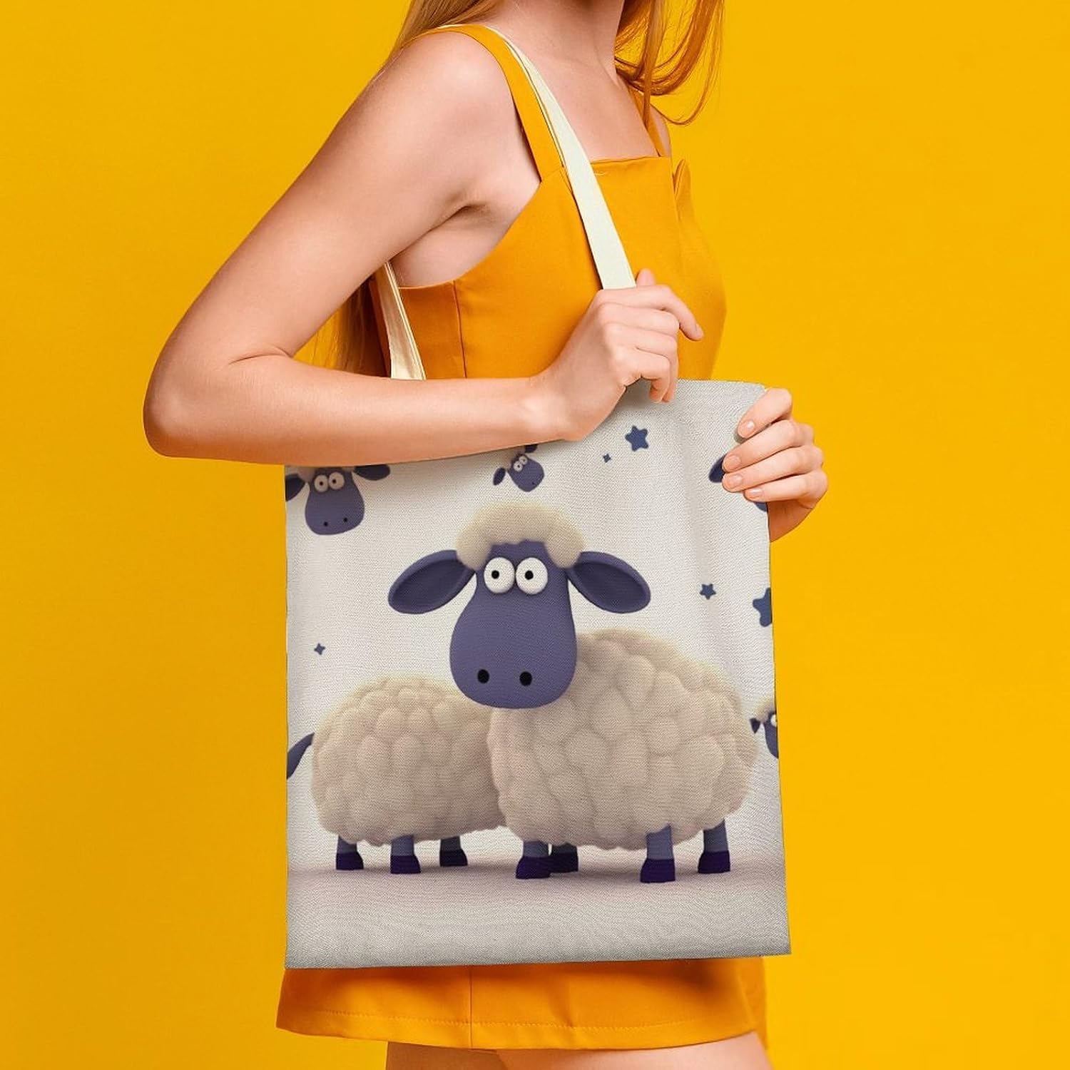 Sheep Canvas Tote Bag Reusable Grocery Bag image 3