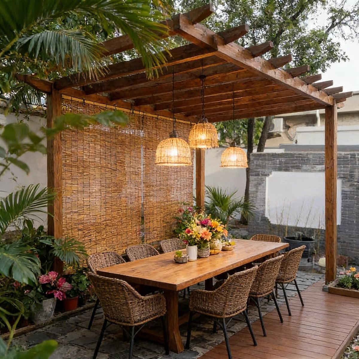 Store Bambou Extérieur 100 110 120 130 135 140 145 150 155 160 cm, Rétro Store Enrouleur Bambou Occultant, Store Bateau en Bambou pour Terrasse Jardin Fenêtre Porte Cuisine(135 cm x 120 cm)