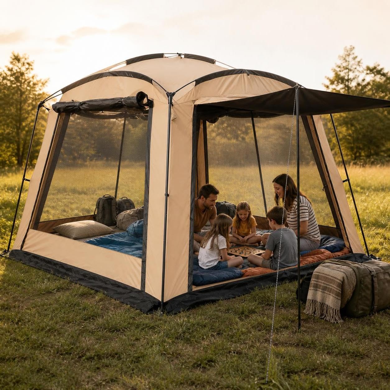 Riparo Campeggio Oxford | Tessuto Oxford, ventilazione 4 lati, monoparete, impermeabile 2000-3000mm, protezione , per outdoor, per famiglie