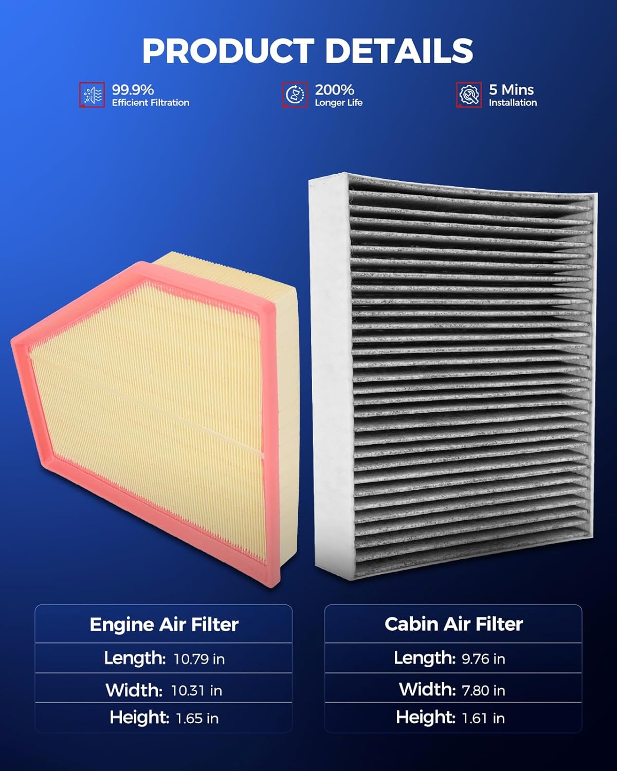 KAX Engine & Cabin Air Filter Kit, Replacement for BWM Models, 2016 2017 2018 2019 2020 2021,Replace# CA12071 CF11472