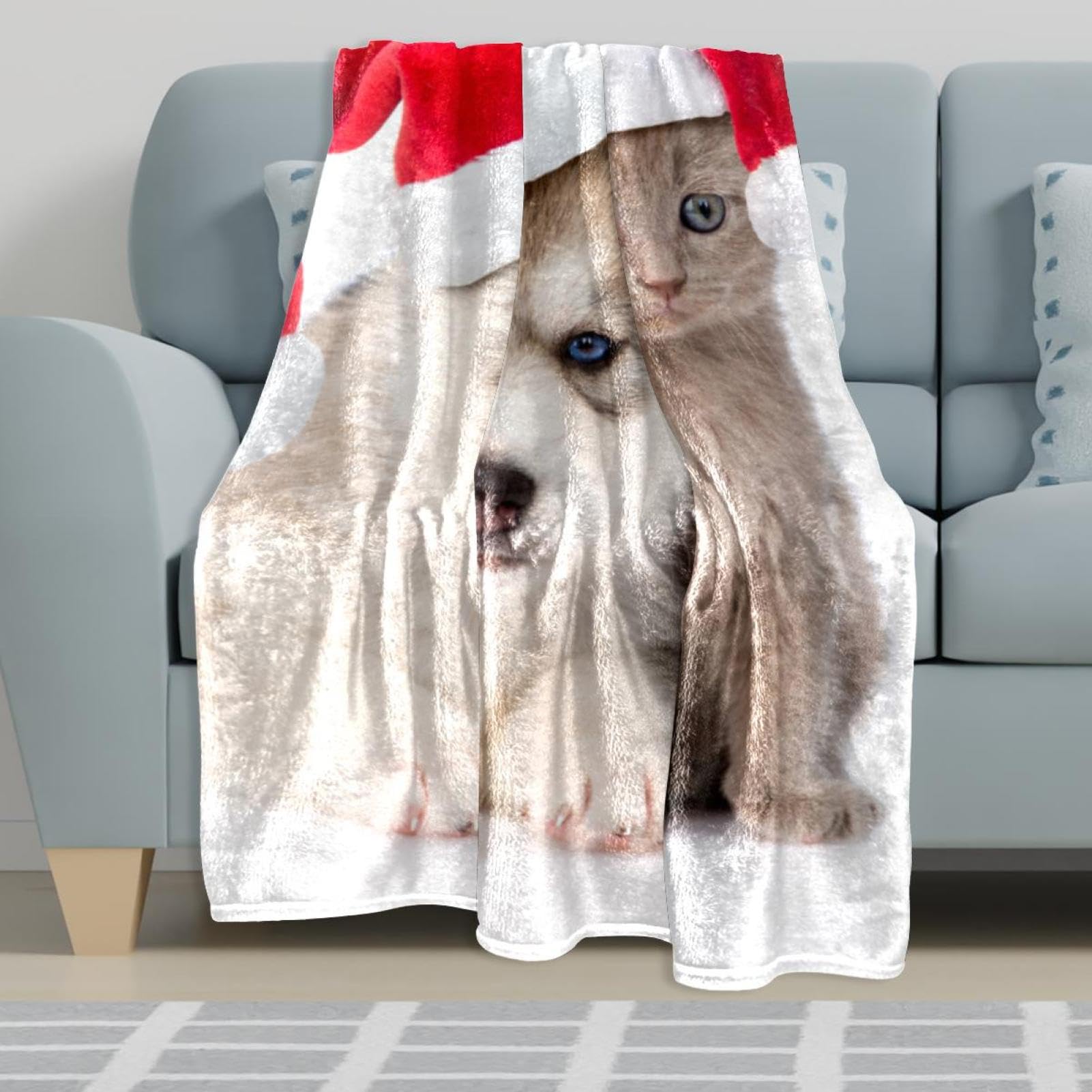 Couverture Polaire Chien Et Chat Couverture Microfibre Chaude Et Douce Jeté De Canapé Couverture 150×200cm