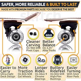 SKITCH Complete Skateboard Gift Set for All Ages | 22 x 6 Chrome Mini Cruiser Board + Skateboard Backpack + ABEC 9 Bearings + Skate Tool + Tote Bag | Skateboards for Kids and Teens (Rose Gold)