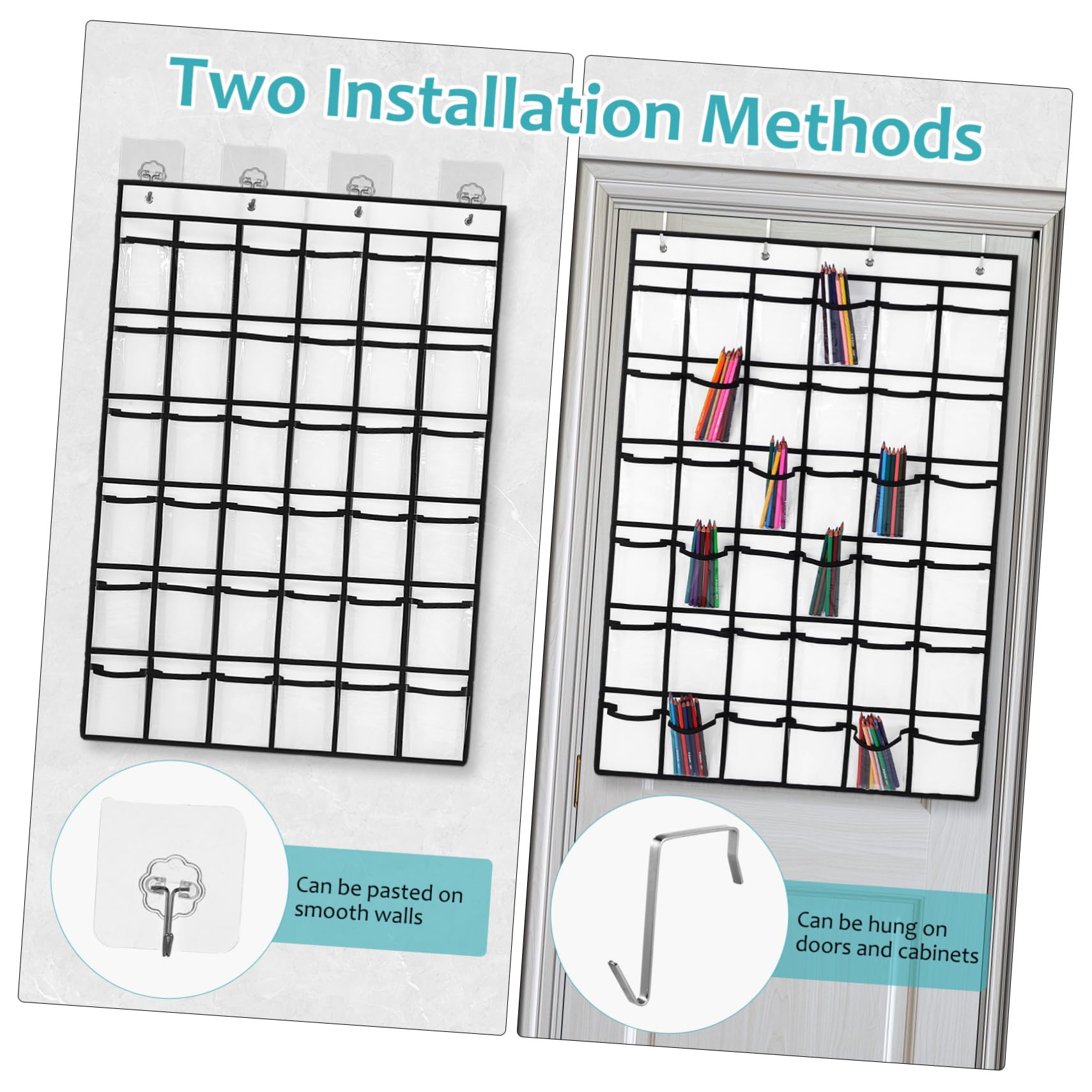 Organizador Colgante de Bolsillos para Puerta Blanco PVC Transparente