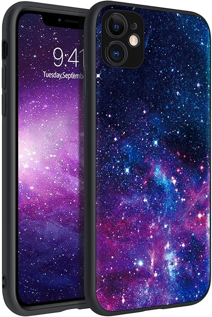 BENTOBEN iPhone 11 Case, iPhone 11 Case Nebula, Slim Glow in the Dark Hybrid Hard PC Soft Rubber Bumper Protective Purple Nebula Space Pattern Silicone Phone Cases for iPhone 11 6.1 Inch, Purple