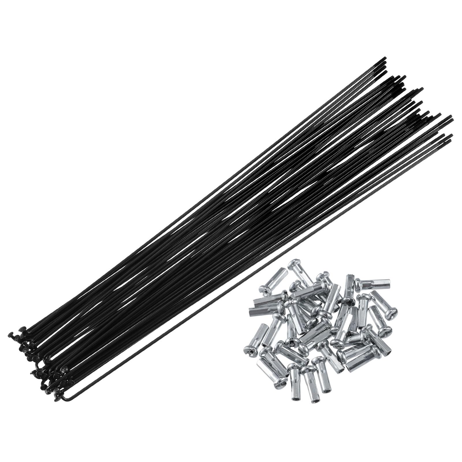 14G J-Bend per raggi della bicicletta (136 mm-293 mm) - Raggi a testa dritta in acciaio nero con nippli - raggi di ricambio per MTB, bici da strada e pendolari
