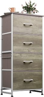WLIVE Dresser with 4 Drawers, Storage Tower, Organizer Unit, Fabric Dresser for Bedroom, Hallway, Entryway, Closets, Sturdy Steel Frame, Wood Top, Easy Pull Handle, Greige Oak