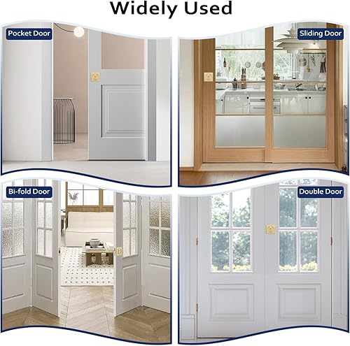 Miniatura 6 de Paquete de 1 cerradura de puerta de bolsillo dorada, herrajes para puerta de bolsillo con indicador rojo-verde, manijas de puerta de bolsillo de