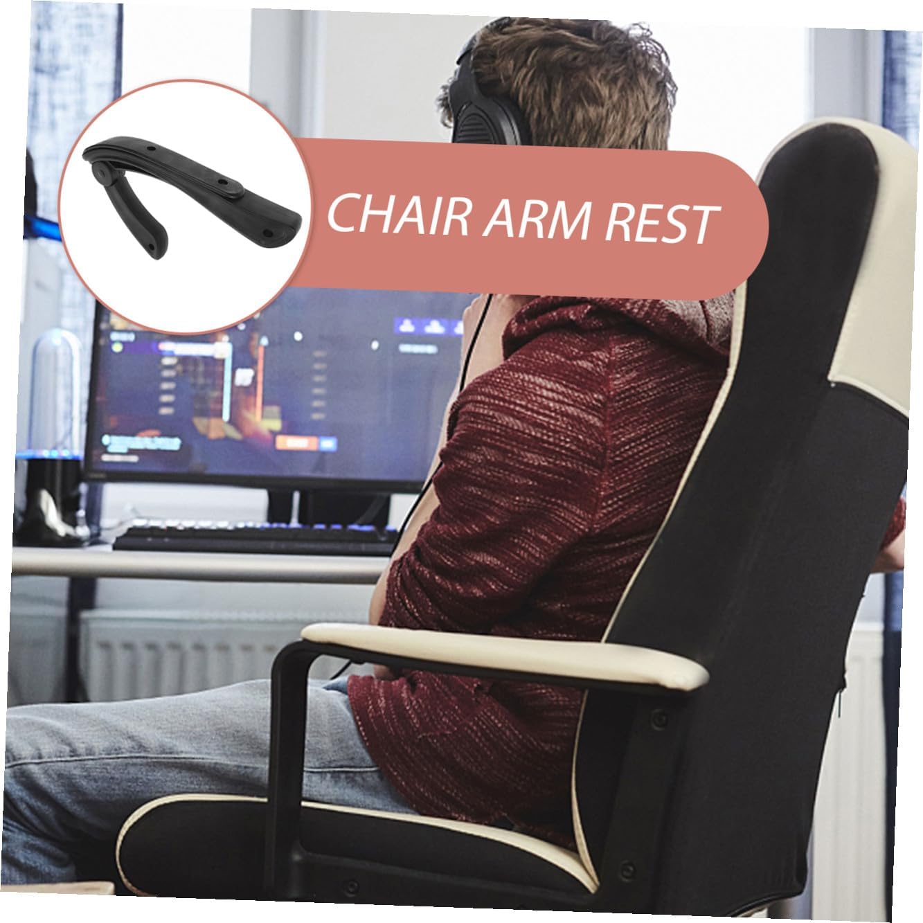 Veemoon Adjustable Office Chair Armrests Ergonomic Sturdy Plastic Armrest Replacement Universal Fit for Daily Use Wear-Resistant and Easy to Install