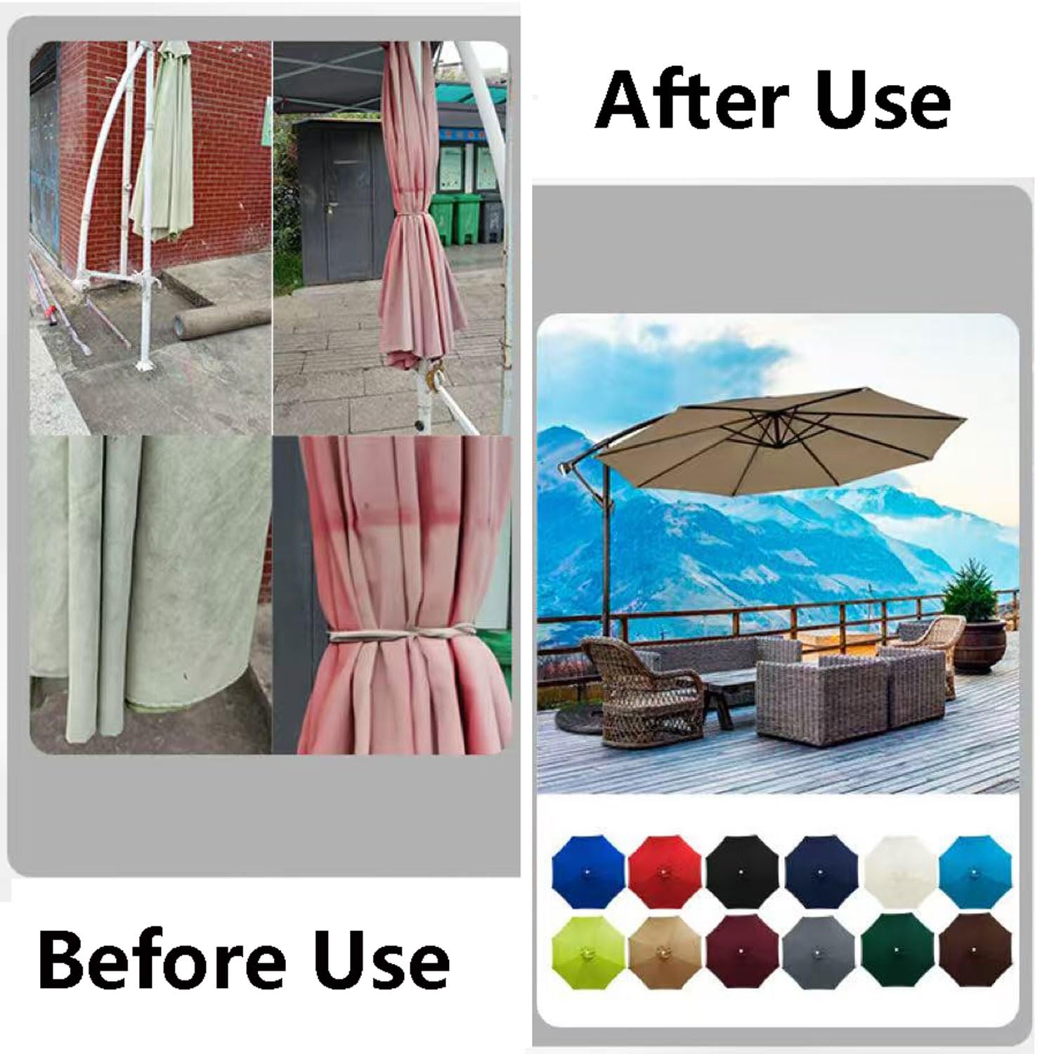 Toile de Rechange pour Parasol 8 Baleines,2m 2.3m 2.5m 2.7m 2.8m 3m 3.3m 3.5m 4m Auvent De Remplacement Pour Parasol De Terrasse Housse de Rechange pour parasols Déporté(Beige,2.5 m/8 ribs)