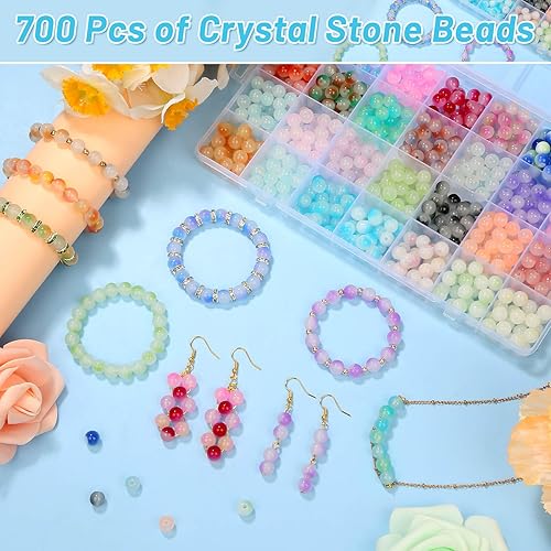 Miniatura 4 de shynek 700 Piezas de 8mm Cuentas de Vidrio para Hacer Joyas, Kit de 28 Cuentas de Cristal de Vidrio Bicolores para Hacer Pulseras, Joyería de