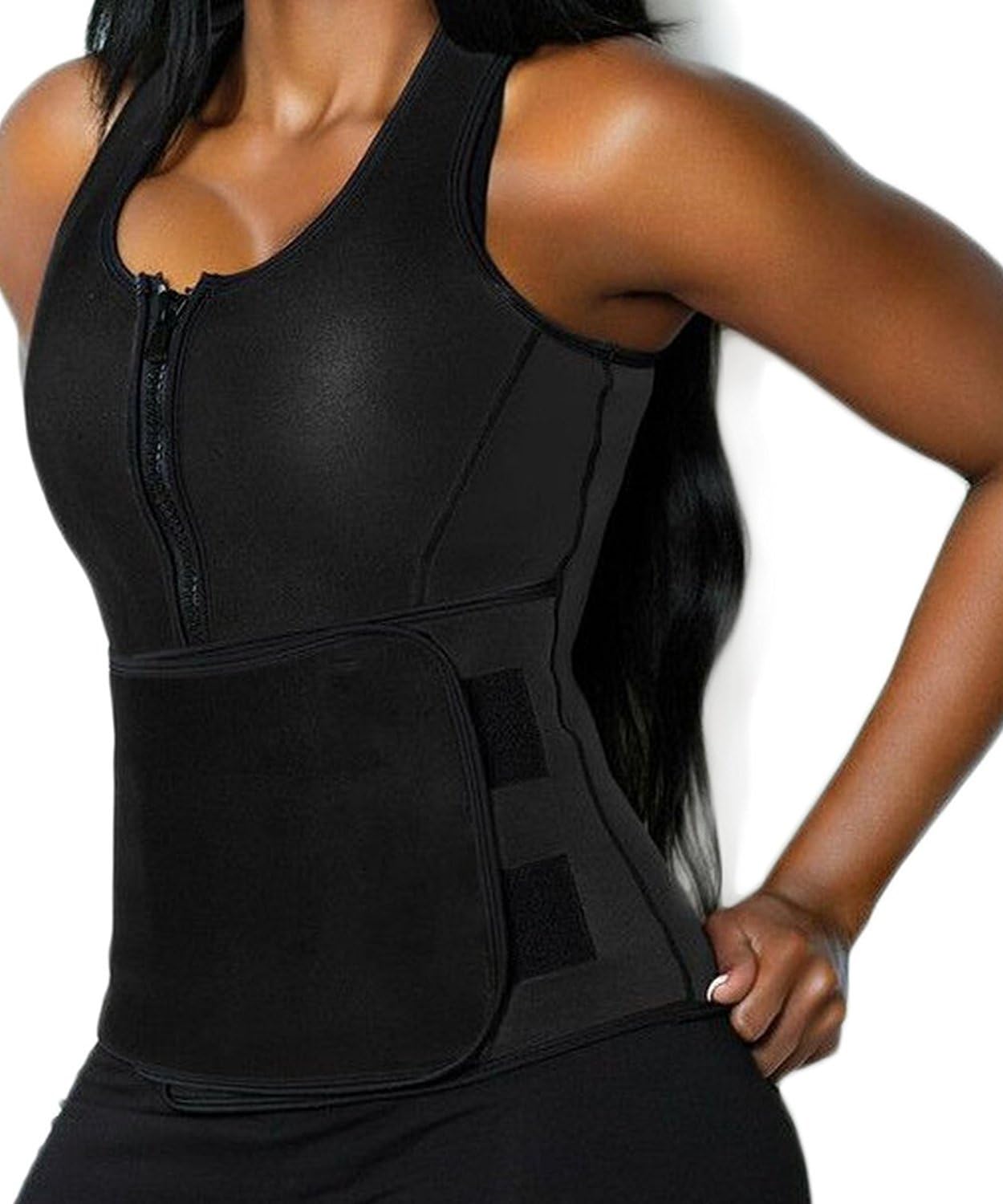 Neoprene Waist Trainer Corset Trimmer Sauna Suit Tank Top Vest with Adjustable Waist Trimmer Belt