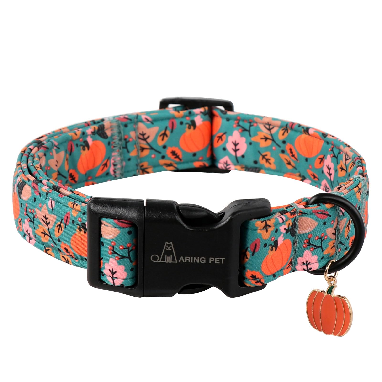 ARING PET Fall Dog Collars, Cute Autumn Pumpkin Maple Leaves Pet Collar with Quick Release Buckle for Small Medium Large Girl Boy Dogs-S Deep Color