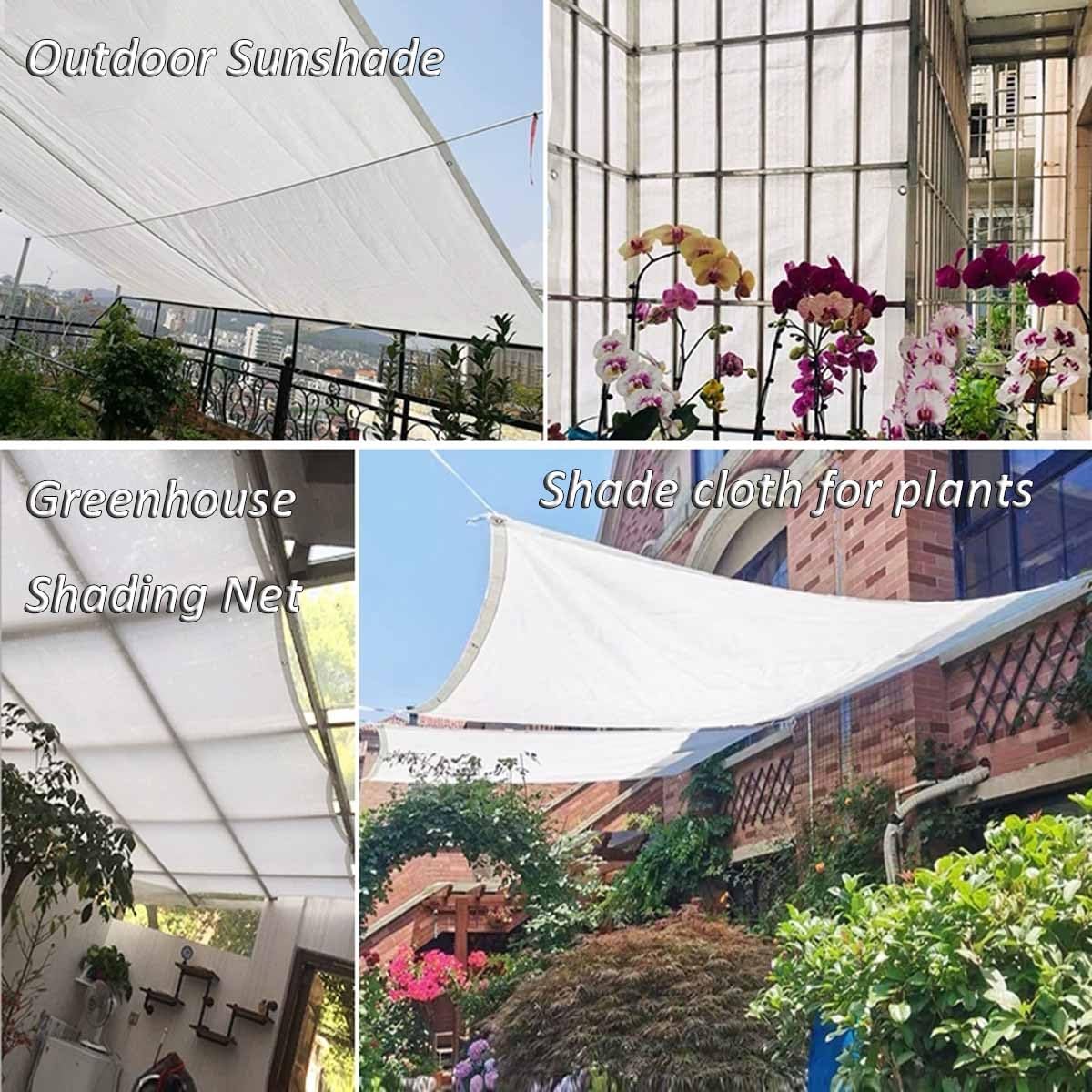 Weißes Schattiernetz für Garten – 55% Sonnenschutz 3-polig mit Ösen ideal für Gewächshäuser in verschiedenen Größen 1x2m 2x2m 3x5m 4x5m 8x10m.
