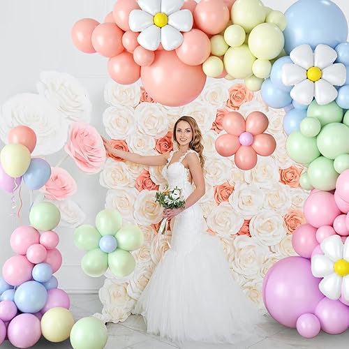Miniatura 4 de Guirnalda de globos de margaritas y 16 juegos de globos de flores de margarita, kit de bricolaje, retro, hippie, bohemio, macarrón, pastel,