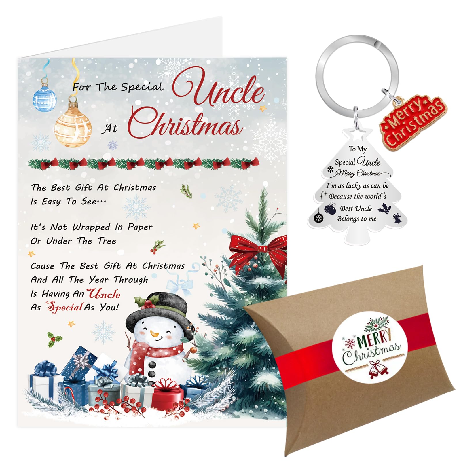 Uncle Christmas Card, Christmas Card Xmas Card from Nephew Niece, Luxury Merry Christmas Cards Keyring Gifts with Gift Box Envelope (Uncle)