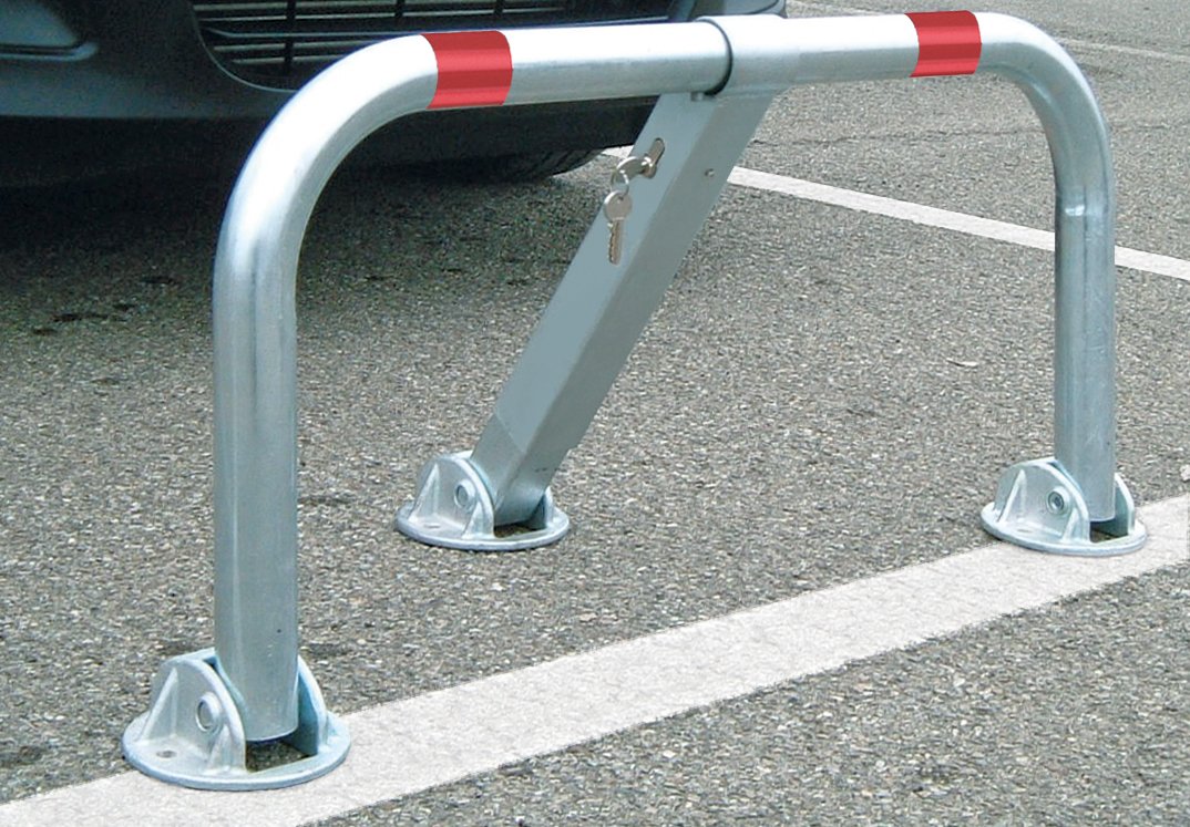 ATTAS ARS480 - Staffa per parcheggio, pieghevole, con serratura integrata, con chiave (cilindro profilato, PZ), blocco di blocco parcheggio