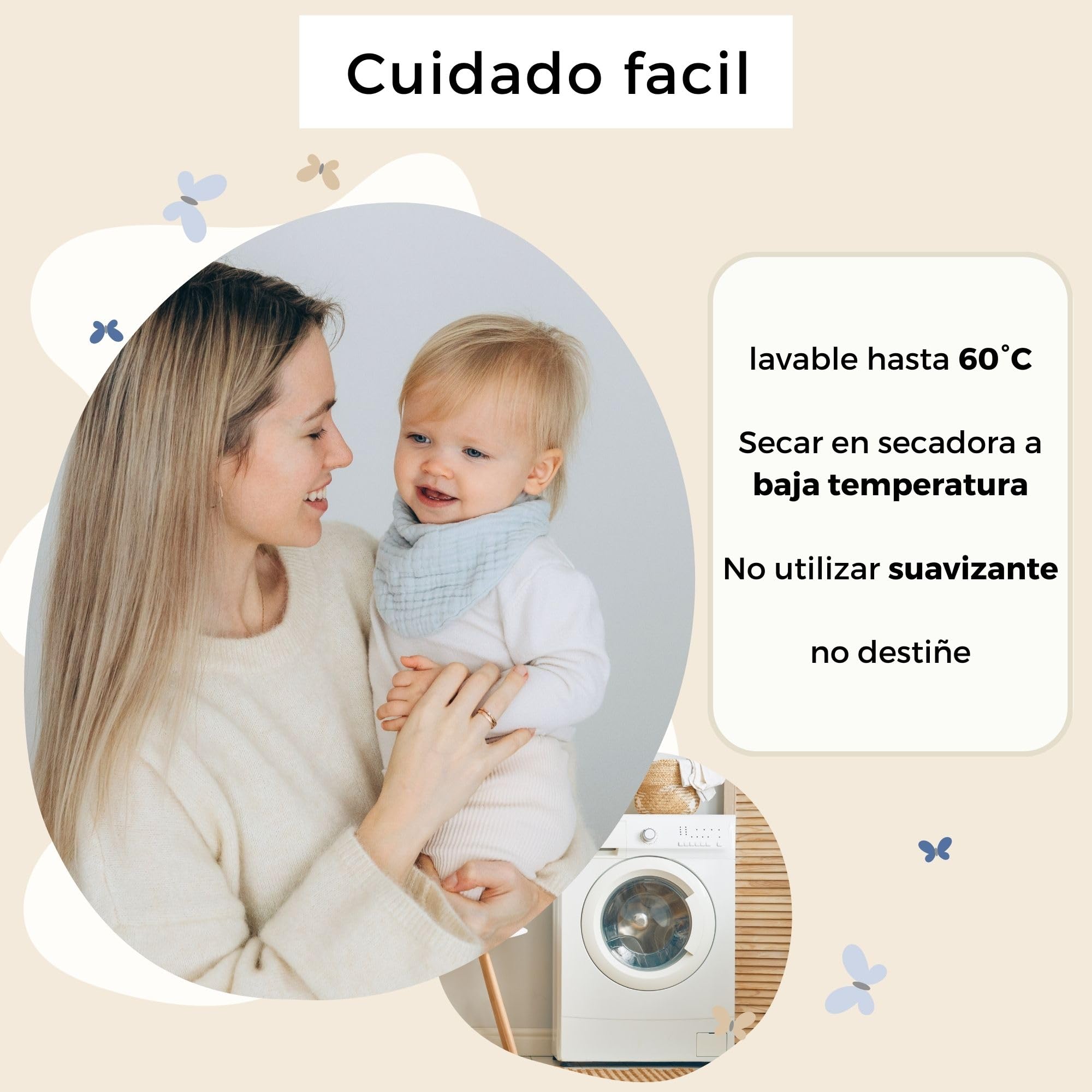 Baberos Bebe Recien Nacido (muy suave) muselina algodón orgánico ecologico GOTS + OEKO Tex 100 | absorbente y transpirable | Babero Bandana Bebe triangulares elegantes, bebe accesorios