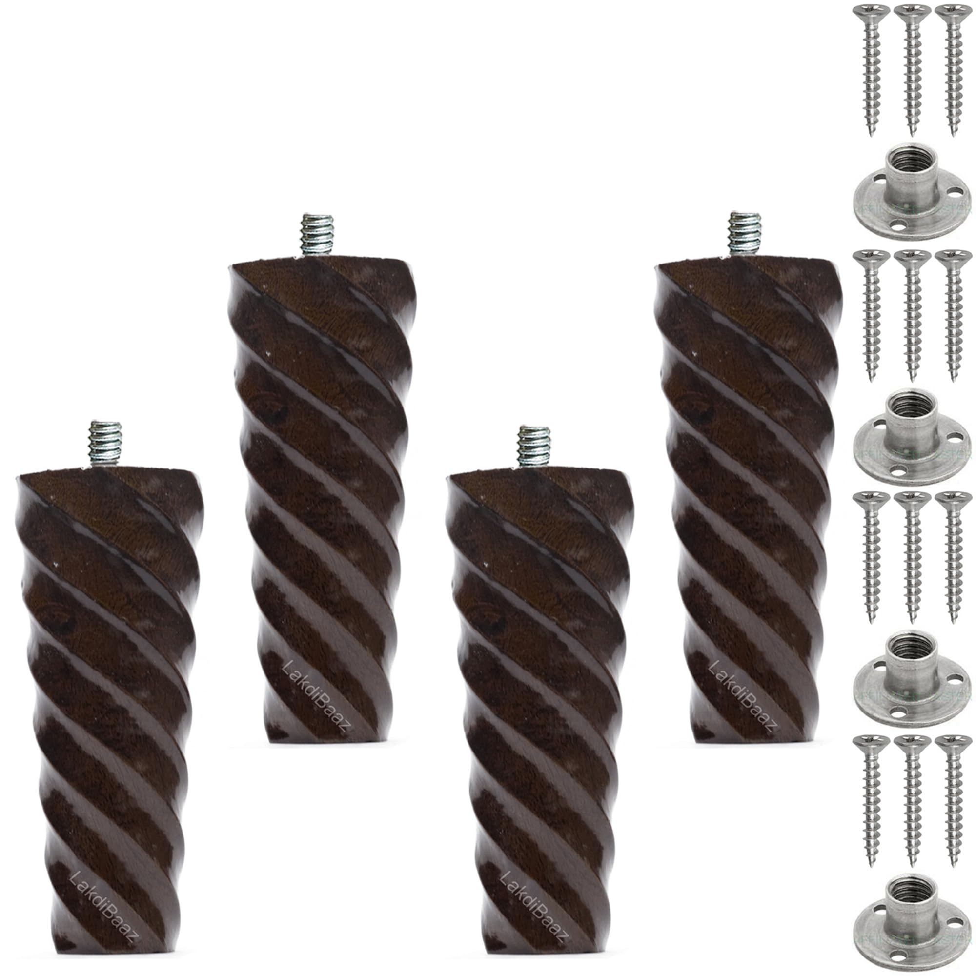 Lakdi Baaz | Luxury Wooden Sofa Leg Furniture Sofa Chair Legs Walnut - 5 Inch - 4Pcs (SF7W) (B0CLVRWR66) Amazon Price History, Amazon Price Tracker