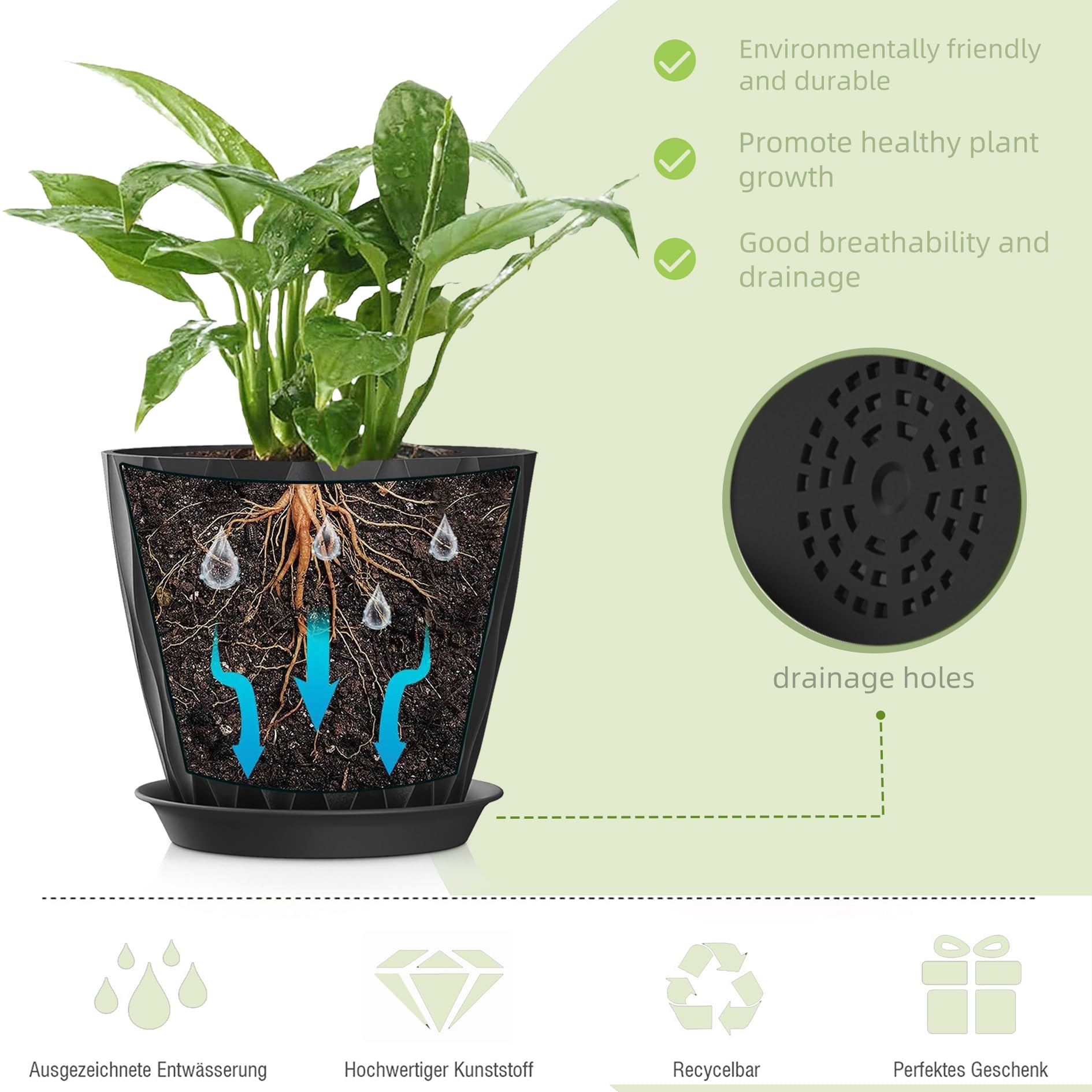 Snapklik.com : SQKH 4/4.5/5/5.5/6/6.5/7 Inch Plant Pots,7 Pack Flower Pots
