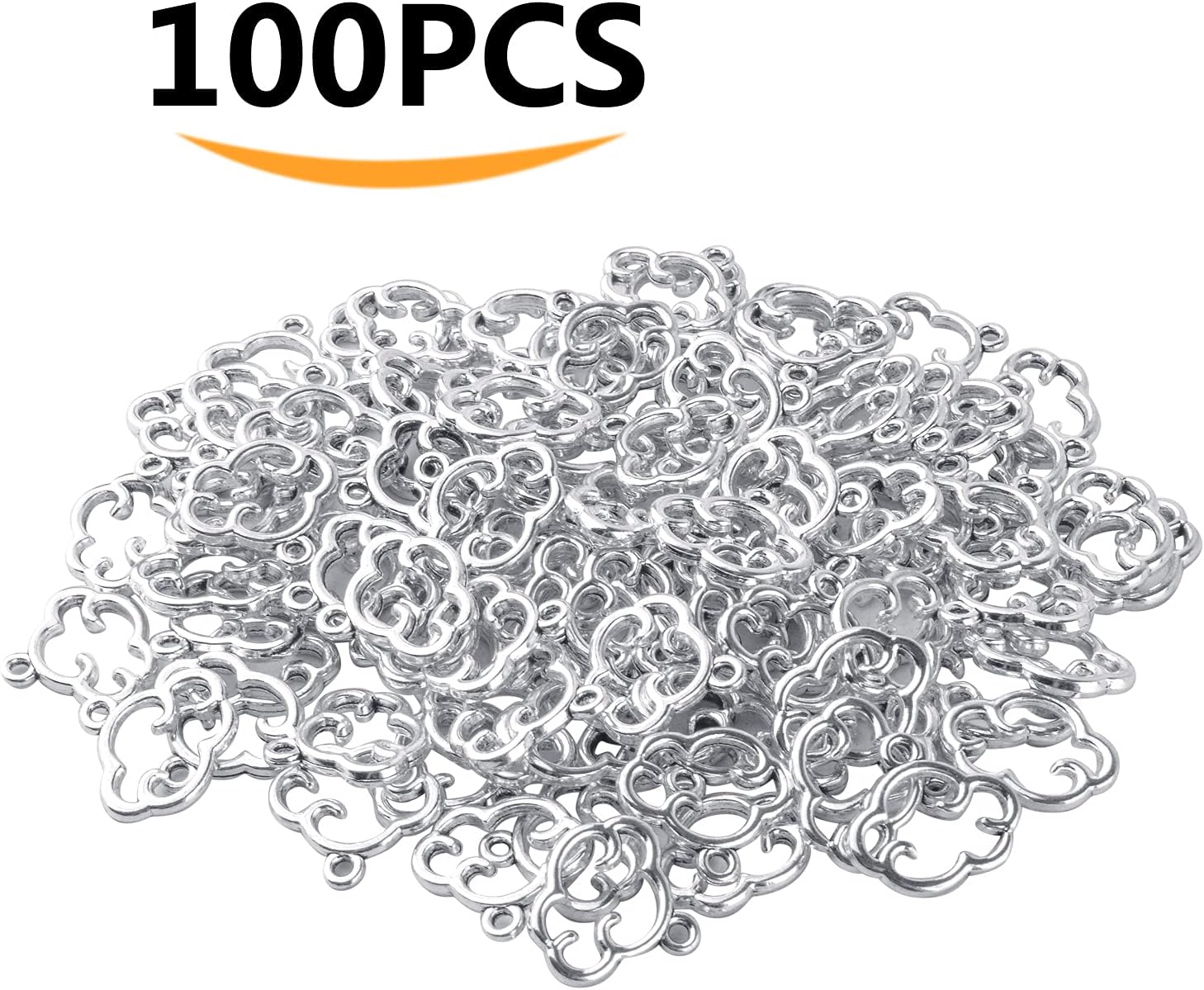 BronaGrand 100pcs Antique Silver Cloud Shape Charms Alloy Cloud Pendants and Beads for DIY Earrings, Necklace, Bracelet Jewelry Making and Crafting Accessory - Image 2