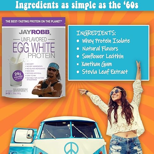 Miniatura 8 de Jay Robb Egg White Protein Powder- Proteína de clara de huevo en polvo, baja en carbohidratos, Keto, vegetariana, sin gluten, sin lactosa, azúcar