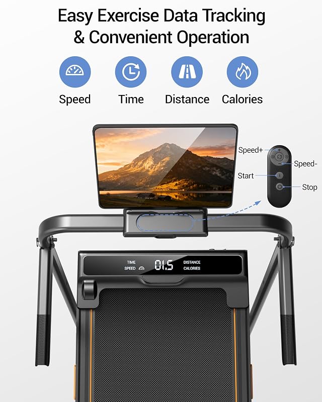 CURSOR FITNESS Walking Pad Treadmill – 35.8 x 15.2 inch anti-slip belt