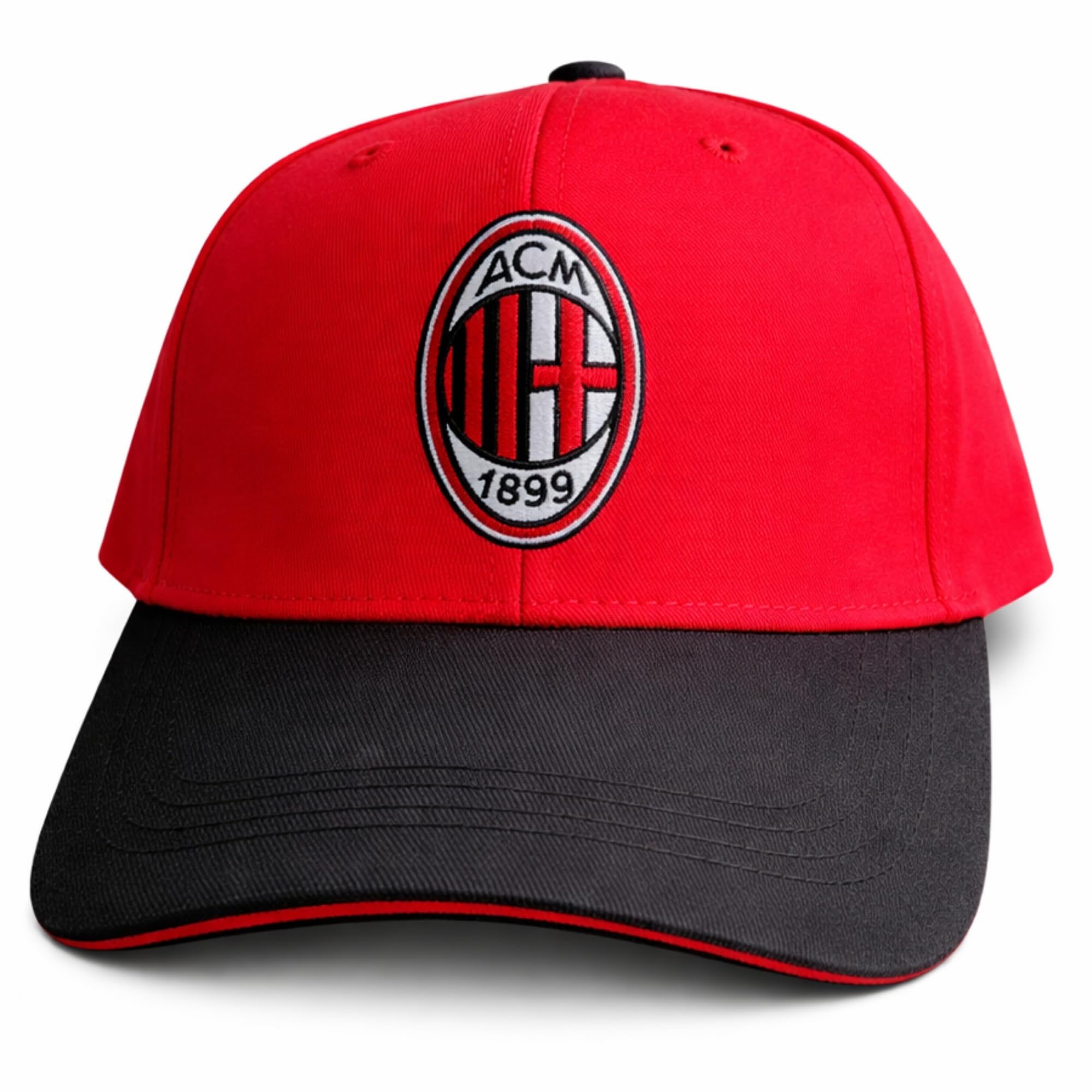 AC Milan Cappello Ufficiale in Cotone Rosa con Logo Modello Baseball Visiera Curva Regolabile