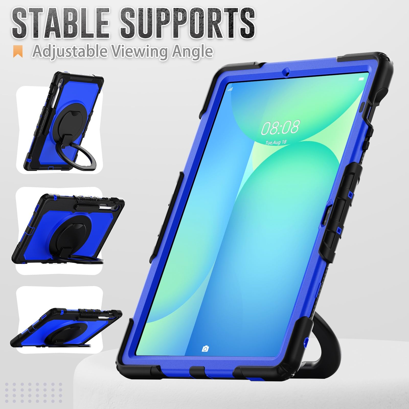 Ochronne etui na tablet Wytrzymała, odporna na wstrząsy obudowa TPU kompatybilna z Samsung Galaxy Tab S10 FE Plus 13,1 cala SM-X620/X626B 2025 Etui dla dzieci, obrotowy uchwyt 360 stopni, uchwyt na st